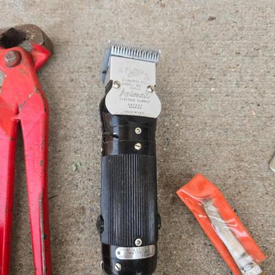 Livestock items - small electric clippers - hoof trimmers- small electric fence charger for pets