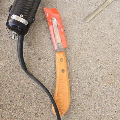 Livestock items - small electric clippers - hoof trimmers- small electric fence charger for pets
