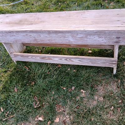 Two old wooden benches that are quite sturdily built!