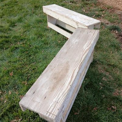 Two old wooden benches that are quite sturdily built!