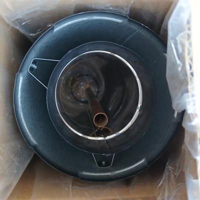 Two old lights with iridescent globes and a new stove pipe piece