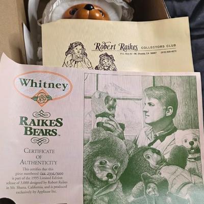 1995 Robert Raikes “Whitney” Limited Edition Bear – #2356/3000 – Original Box, Tags & COA