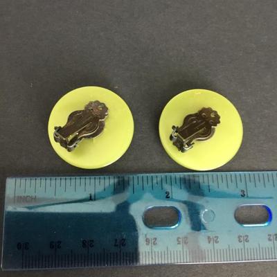 Vintage, green moonglow clip on earrings