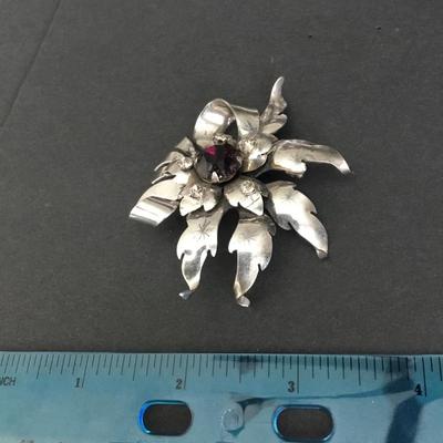 Antique sterling, floral, flower, brooch