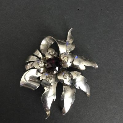 Antique sterling, floral, flower, brooch