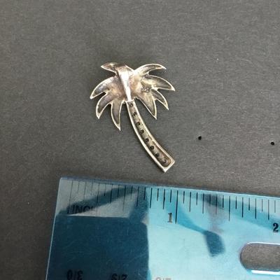 Solid 925 sterling, silver rainbow shell palm tree pendant