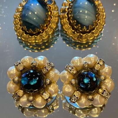 Icy blue clip on earrings