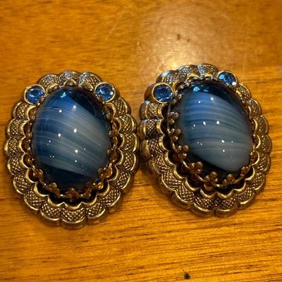 Icy blue clip on earrings