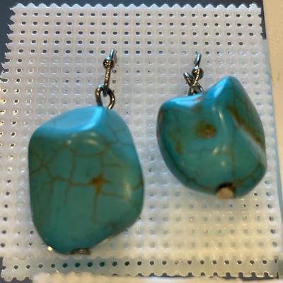 Abalone, turquoise and sterling with tiger eye earrings