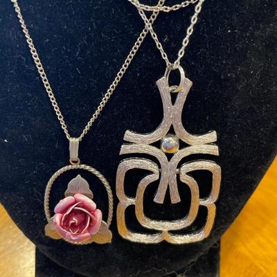 Vintage Avon Mayan necklace and rose necklace
