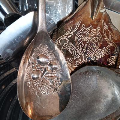 LOT 228: Vintage Kitchenware - Pressed Glass Bowls, Crystal Handled Cake Knife, Crystal Salt and Pepper Shakers & More