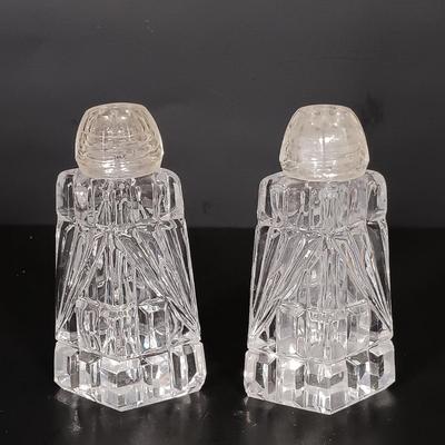 LOT 228: Vintage Kitchenware - Pressed Glass Bowls, Crystal Handled Cake Knife, Crystal Salt and Pepper Shakers & More