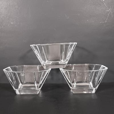 LOT 228: Vintage Kitchenware - Pressed Glass Bowls, Crystal Handled Cake Knife, Crystal Salt and Pepper Shakers & More