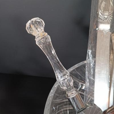 LOT 228: Vintage Kitchenware - Pressed Glass Bowls, Crystal Handled Cake Knife, Crystal Salt and Pepper Shakers & More