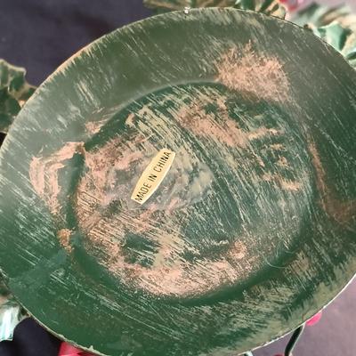 LOT 229: Gilded Pink Depression Glass Bowl, Studio Tu Mugs, Silver-Tone Metal Holly Candlestick Holder & More