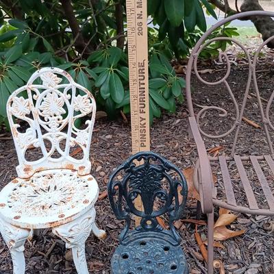 LOT 234: Set of (3) Miniature Metal Lawn Ornament Chairs