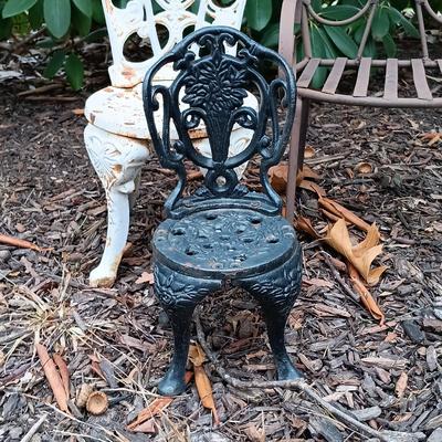 LOT 234: Set of (3) Miniature Metal Lawn Ornament Chairs