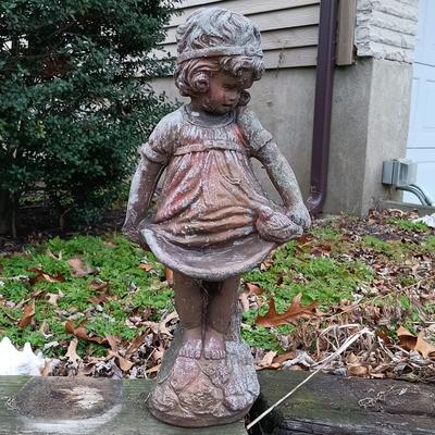 LOT 241: Cement Bashful Girl Garden Statue