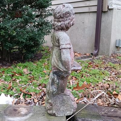 LOT 241: Cement Bashful Girl Garden Statue