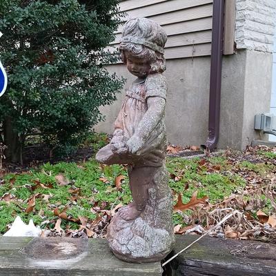 LOT 241: Cement Bashful Girl Garden Statue