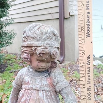 LOT 241: Cement Bashful Girl Garden Statue