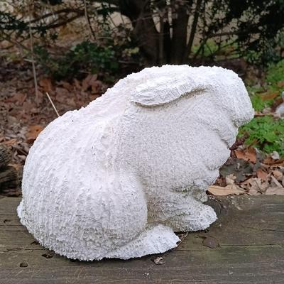 LOT 242: Lawn Ornaments - Concrete Rabbit, Pottery Turtle & Pottery Plant Holder