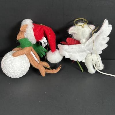 LOT 245: Annalee Ornaments, Stained Glass Angel, Crystal Tree, Father Christmas Ornament & More