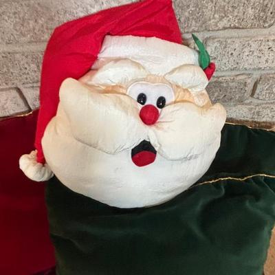 LOT 248: Holiday Pillows, Musical Santa Faces, Ornaments, Centerpiece, Ornaments &n More