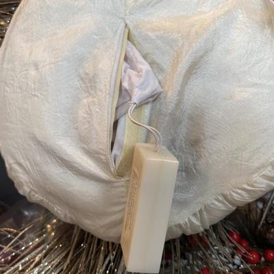 LOT 248: Holiday Pillows, Musical Santa Faces, Ornaments, Centerpiece, Ornaments &n More