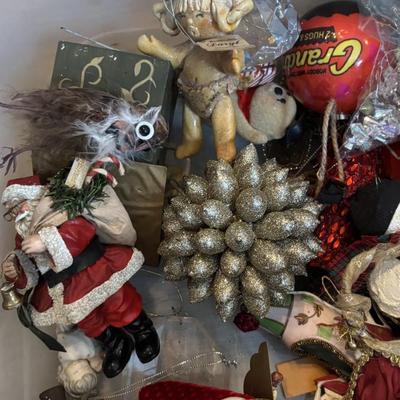 LOT 248: Holiday Pillows, Musical Santa Faces, Ornaments, Centerpiece, Ornaments &n More