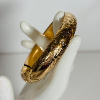 LOT 272: Pink Tourmaline & Jade Bead Necklace w/14K Clasp, 3 Strand Beaded Coral Necklace w/14K Clasp & Gold Tone Bangle Bracelet