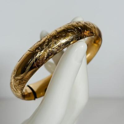 LOT 272: Pink Tourmaline & Jade Bead Necklace w/14K Clasp, 3 Strand Beaded Coral Necklace w/14K Clasp & Gold Tone Bangle Bracelet