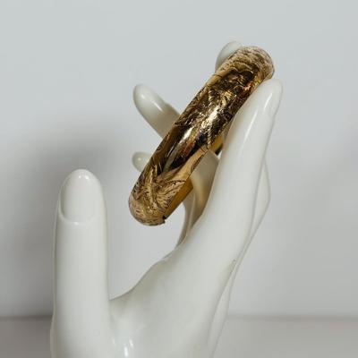 LOT 272: Pink Tourmaline & Jade Bead Necklace w/14K Clasp, 3 Strand Beaded Coral Necklace w/14K Clasp & Gold Tone Bangle Bracelet