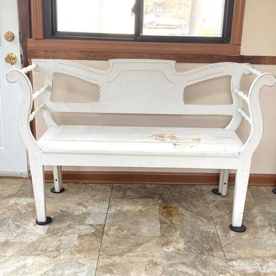LOT 504: Painted White Wooden Bench