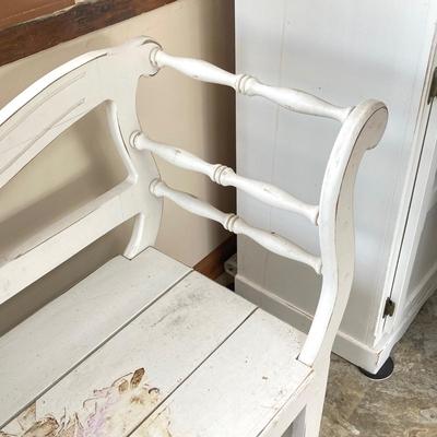 LOT 504: Painted White Wooden Bench