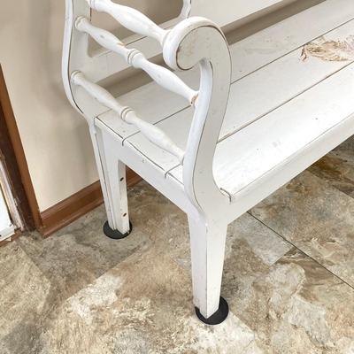 LOT 504: Painted White Wooden Bench