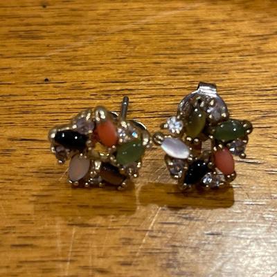 Baltic Amber and real stone post earrings