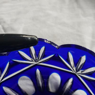 Vintage Cobalt Cut To Clear Crystal Bowl (LR-BM)