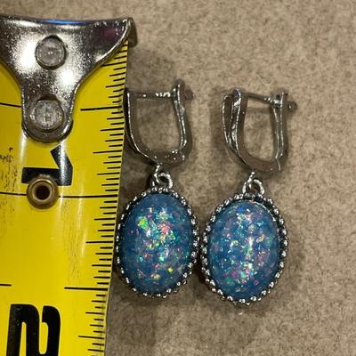 Sterling blue opal earrings