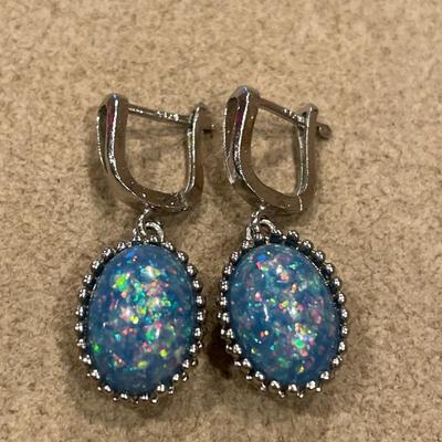 Sterling blue opal earrings