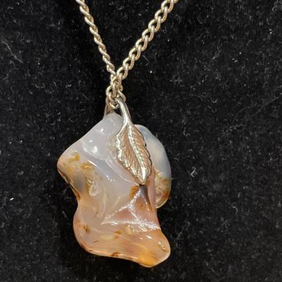 Moss agate, faux pearl and cloisonné clip ons