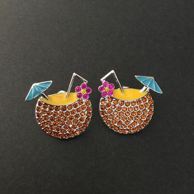 Cute Silver-tone rhinestone tropical earrings