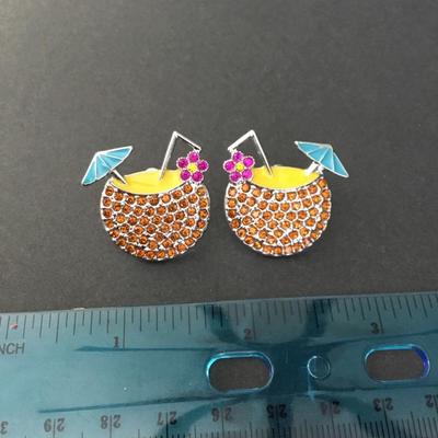 Cute Silver-tone rhinestone tropical earrings