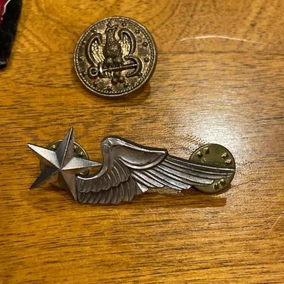 Military patches with eagle anchor button and cadet wing pin