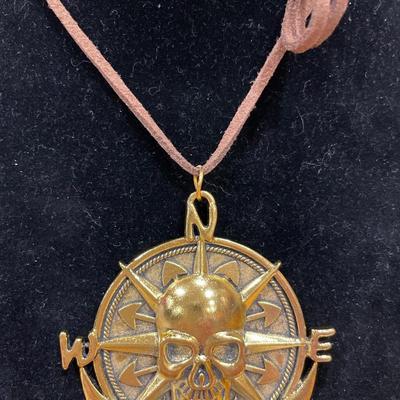 Pirate medallion and glass bead bracelet