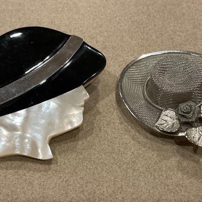 Mother of Pearl art deco and hat brooch