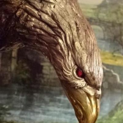 LOT 51: LARGE PATINATED BRONZE BALD EAGLE SCULPTURE