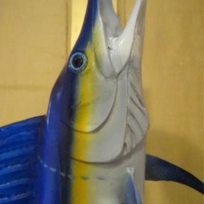 LOT 184: LARGE PATINATED BRONZE SAILFISH SCULPTURE
