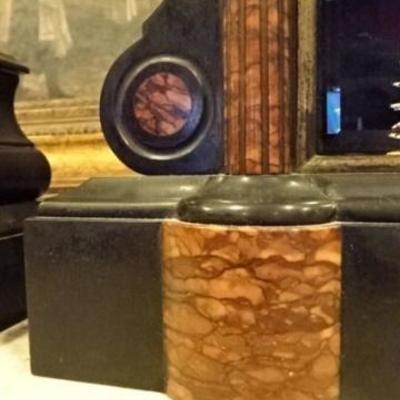 LOT 55A: 19TH CENTURY FRENCH BLACK MARBLE CLOCK GARNITURE