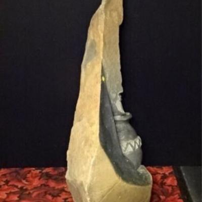 LOT 82C: AFRICAN CARVED STONE SCULPTURE, APPROX 40" X 23"